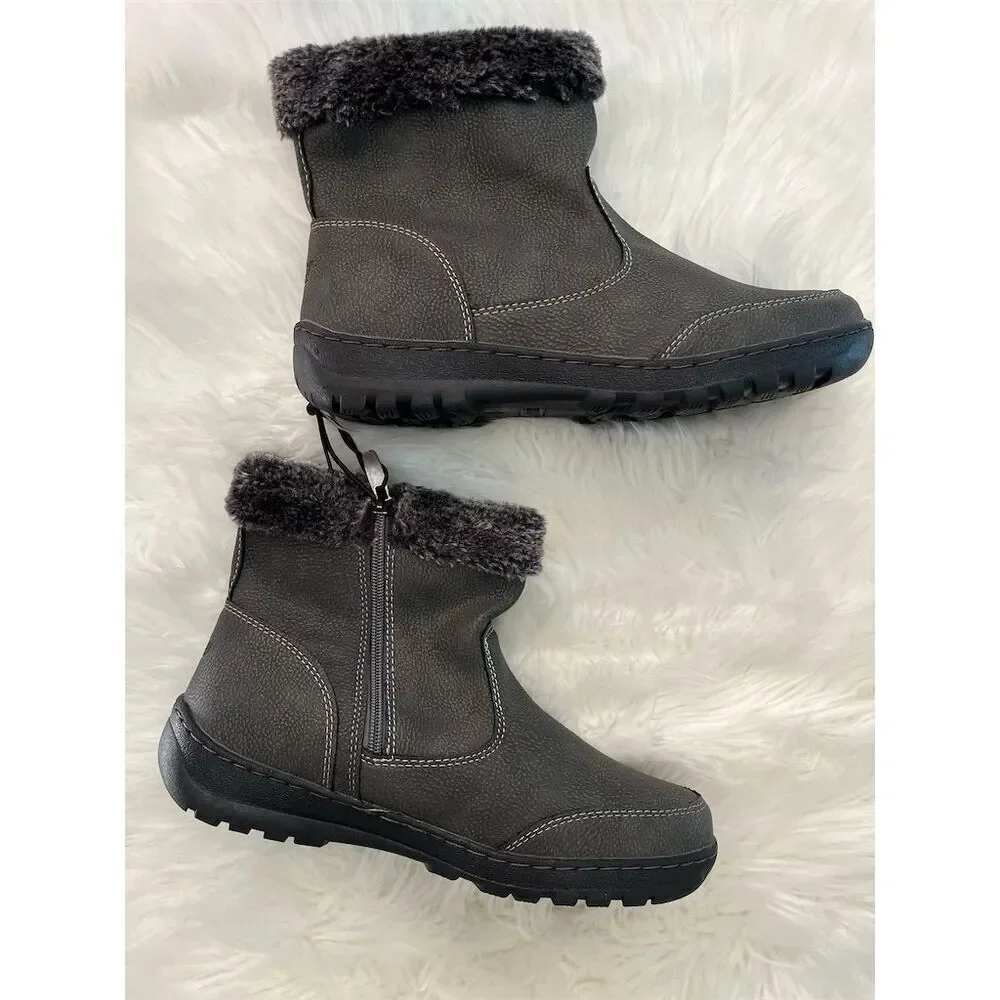 🆕 Khombu Addison Women's Gray Snow Boots Size 10 Faux Fur Lined Winter